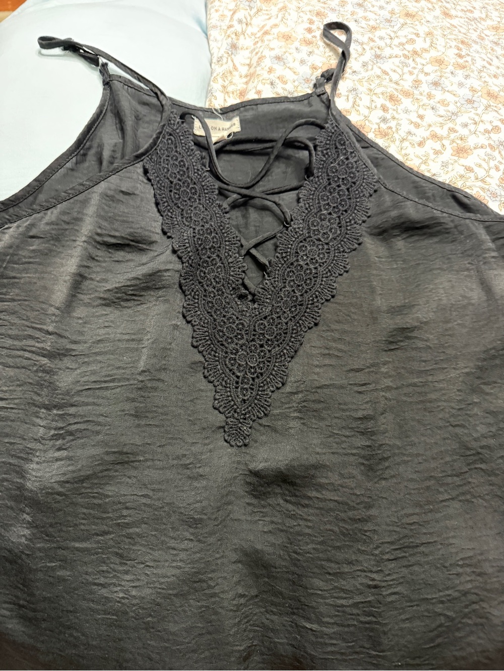 love on a hanger Black Lace-Up V-Neck Camisole